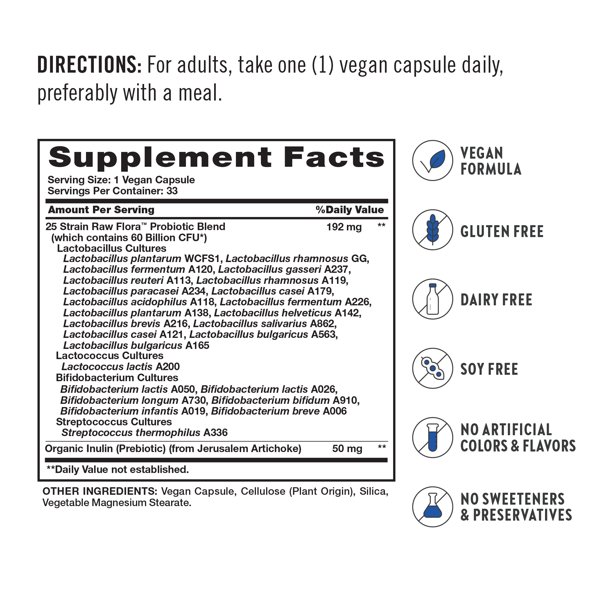 Daily Digestive Probiotic - 60 Billion CFU