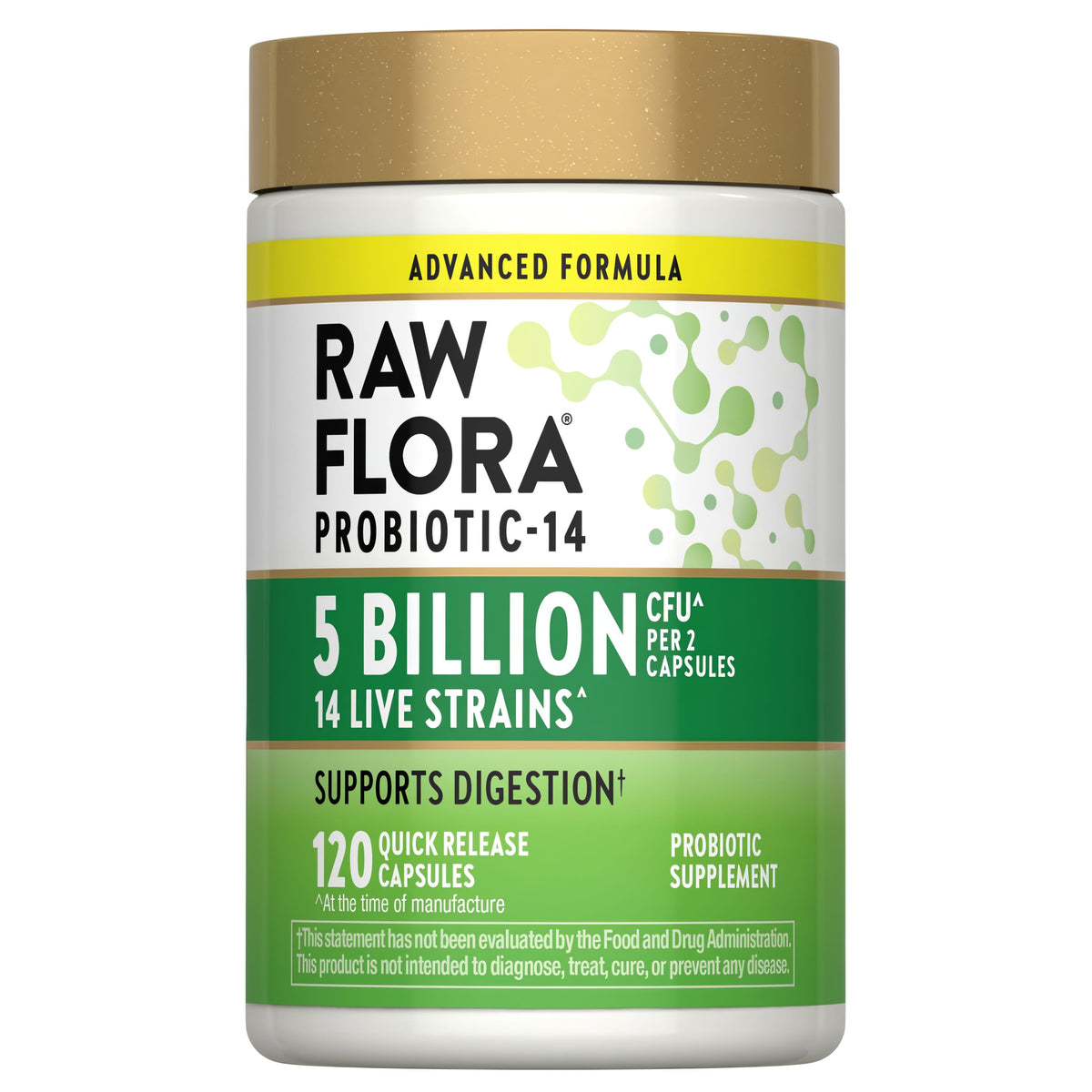 Raw Flora Probiotics for Women and Men | 120 Capsules | Supports Digestion | 5 Billion CFU | Gluten Free Supplement