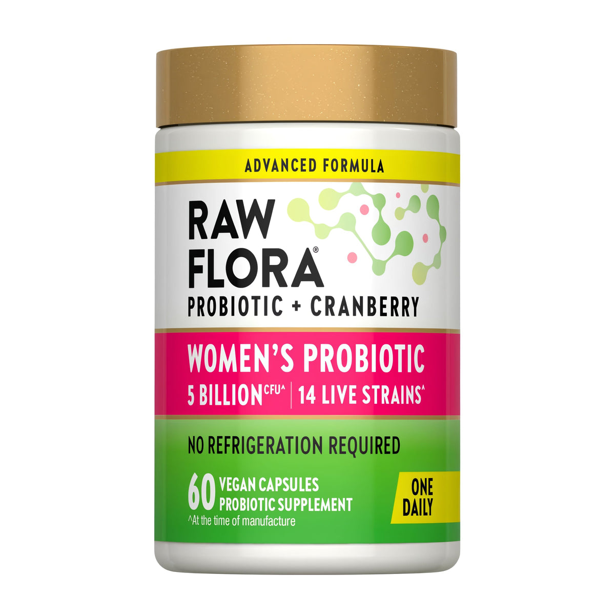 Raw Flora Probiotics for Women | with Cranberry | 5 Billion CFU | 60 Capsules | Vegan & Gluten Free Supplement