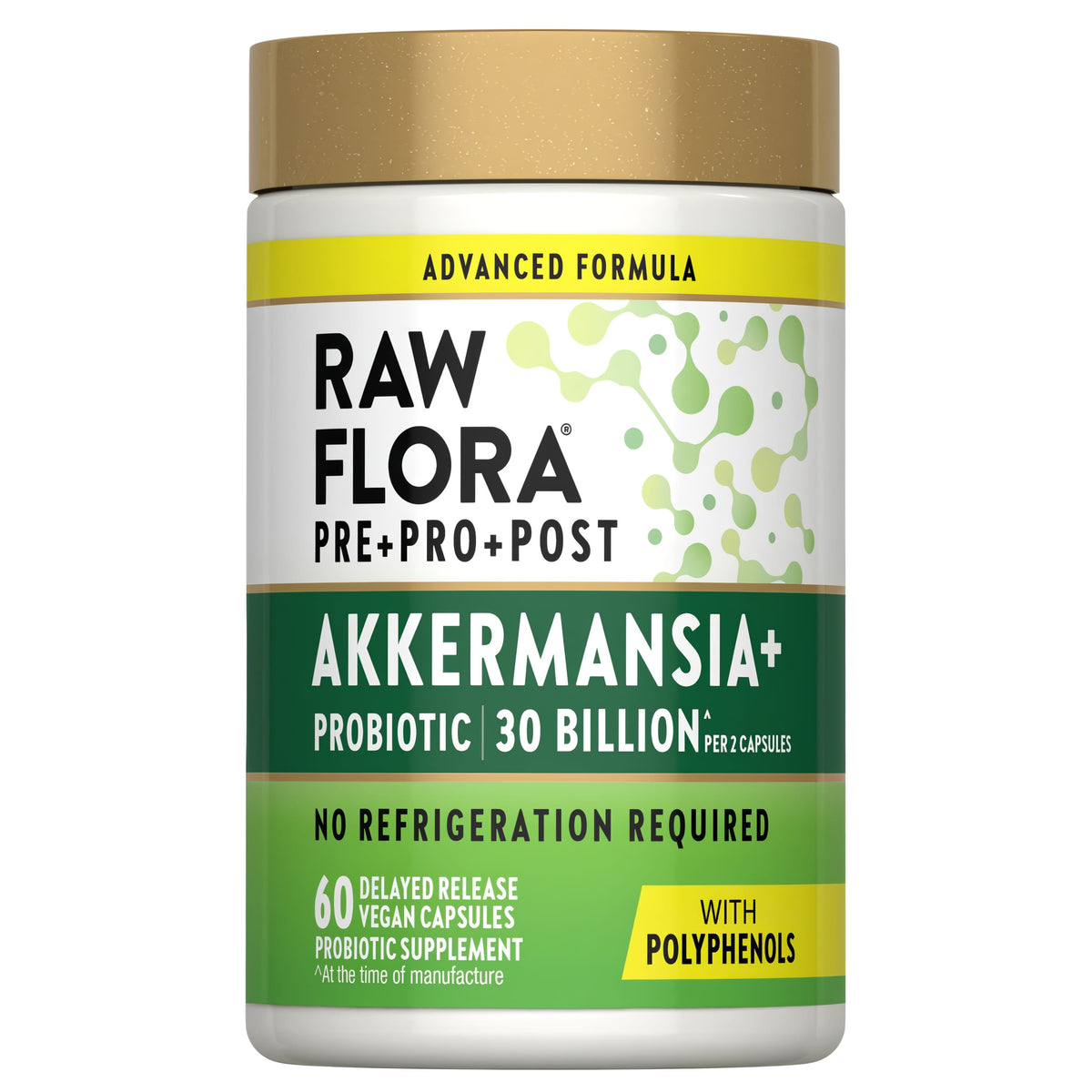 Raw Flora Akkermansia Muciniphila Probiotic | 60 Capsules | 30 Billion CFU | Vegan & Gluten Free Supplement