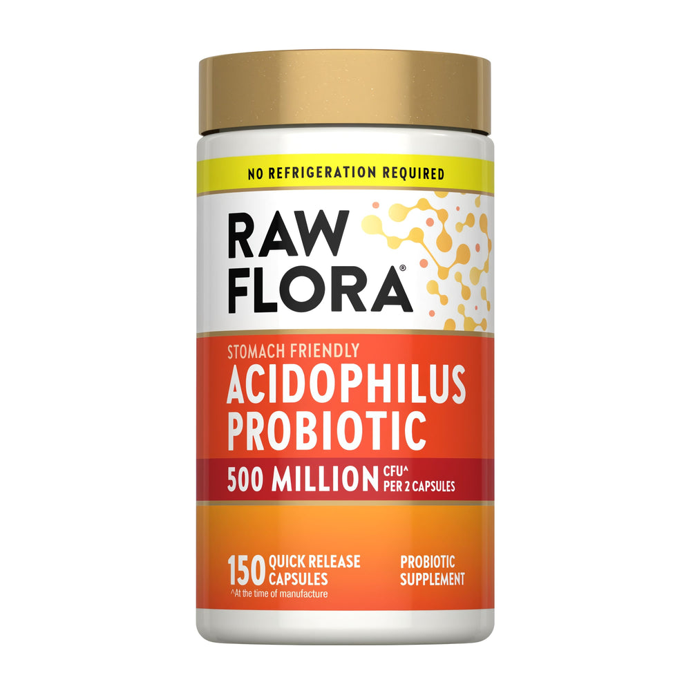 Raw Flora Acidophilus Probiotic Capsules | 500 Million CFU | 150 Count | for Women and Men | Gluten Free Supplement
