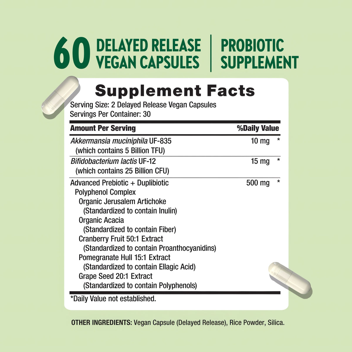 Raw Flora Akkermansia Muciniphila Probiotic | 60 Capsules | 30 Billion CFU | Vegan & Gluten Free Supplement