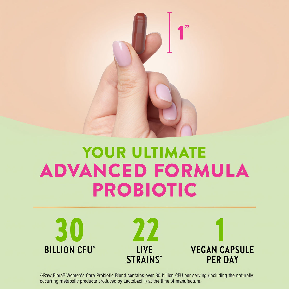 Raw Flora Probiotics for Women | 30 Billion CFU | 33 Capsules | with Cranberry and D-Mannose | Vegan, Non-GMO & Gluten Free Supplement